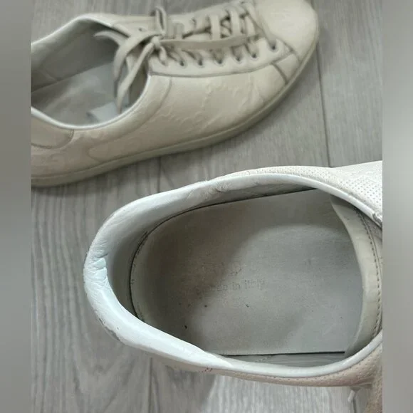 Gucci Ace GG Embossed White Sneakers - Picture 9 of 11